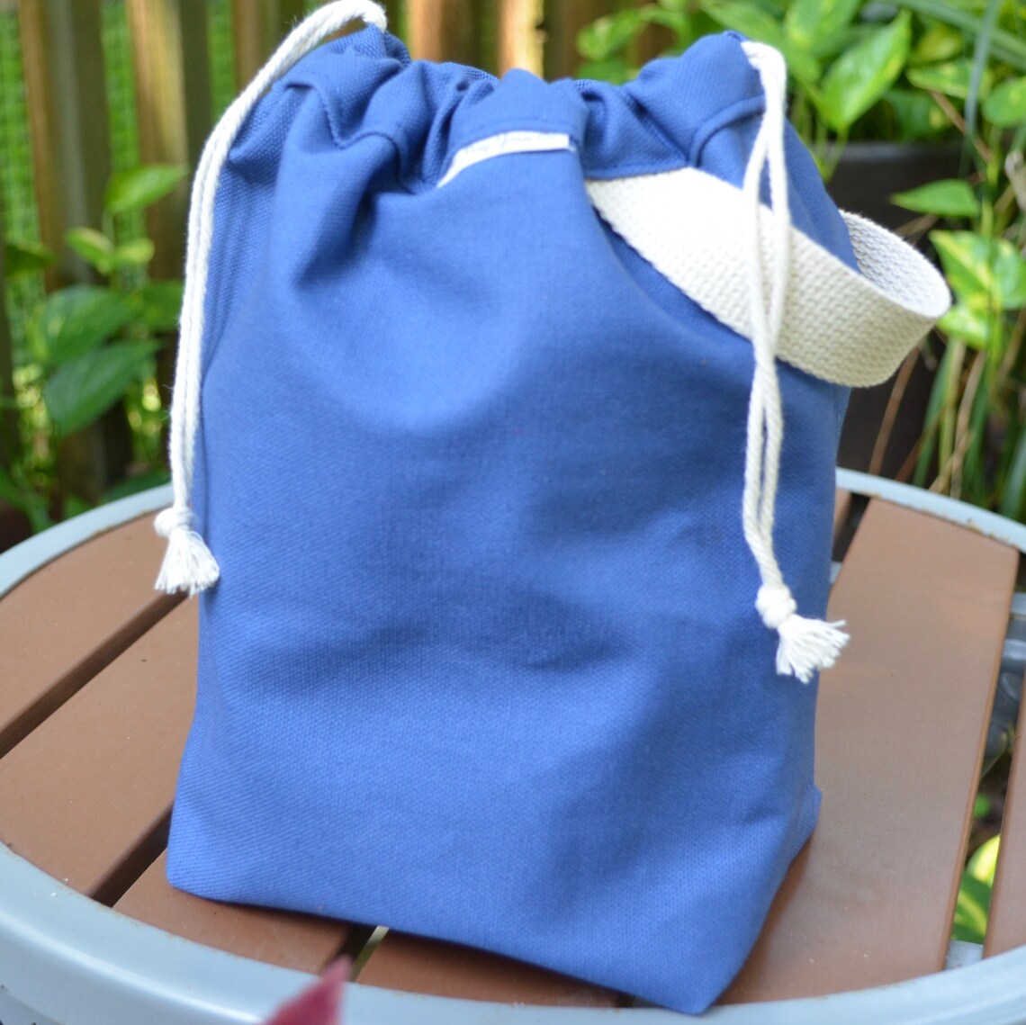 MEDIUM Knitting Project Bag NAVY Canvas Drawstring Bag With Etsy