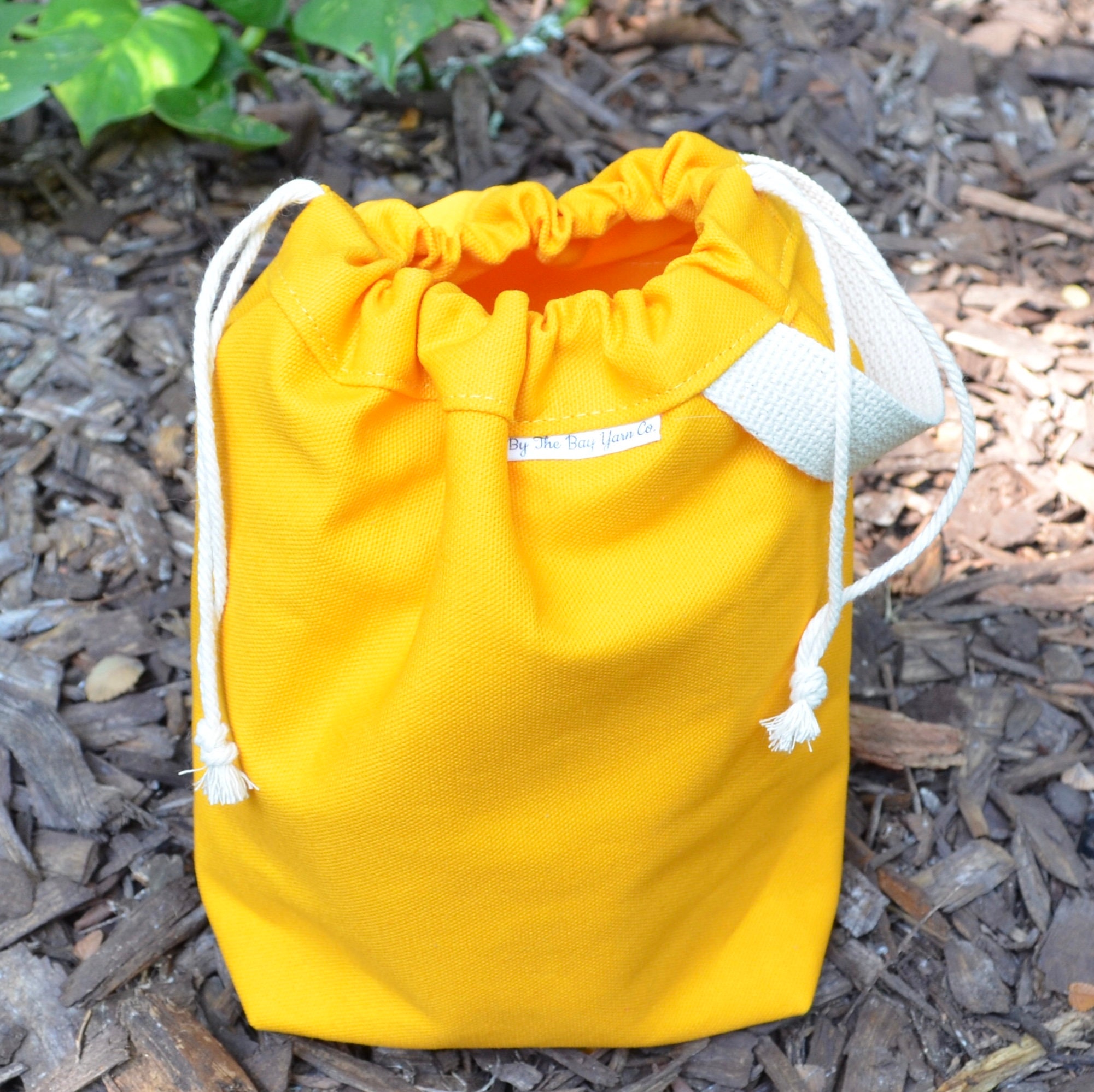 LARGE Knitting Project Bag SUNSHINE YELLOW Drawstring Bag Etsy