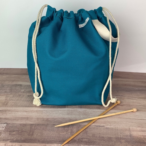 SMALL Knitting Project Bag MERMAID Teal Drawstring Bag Etsy