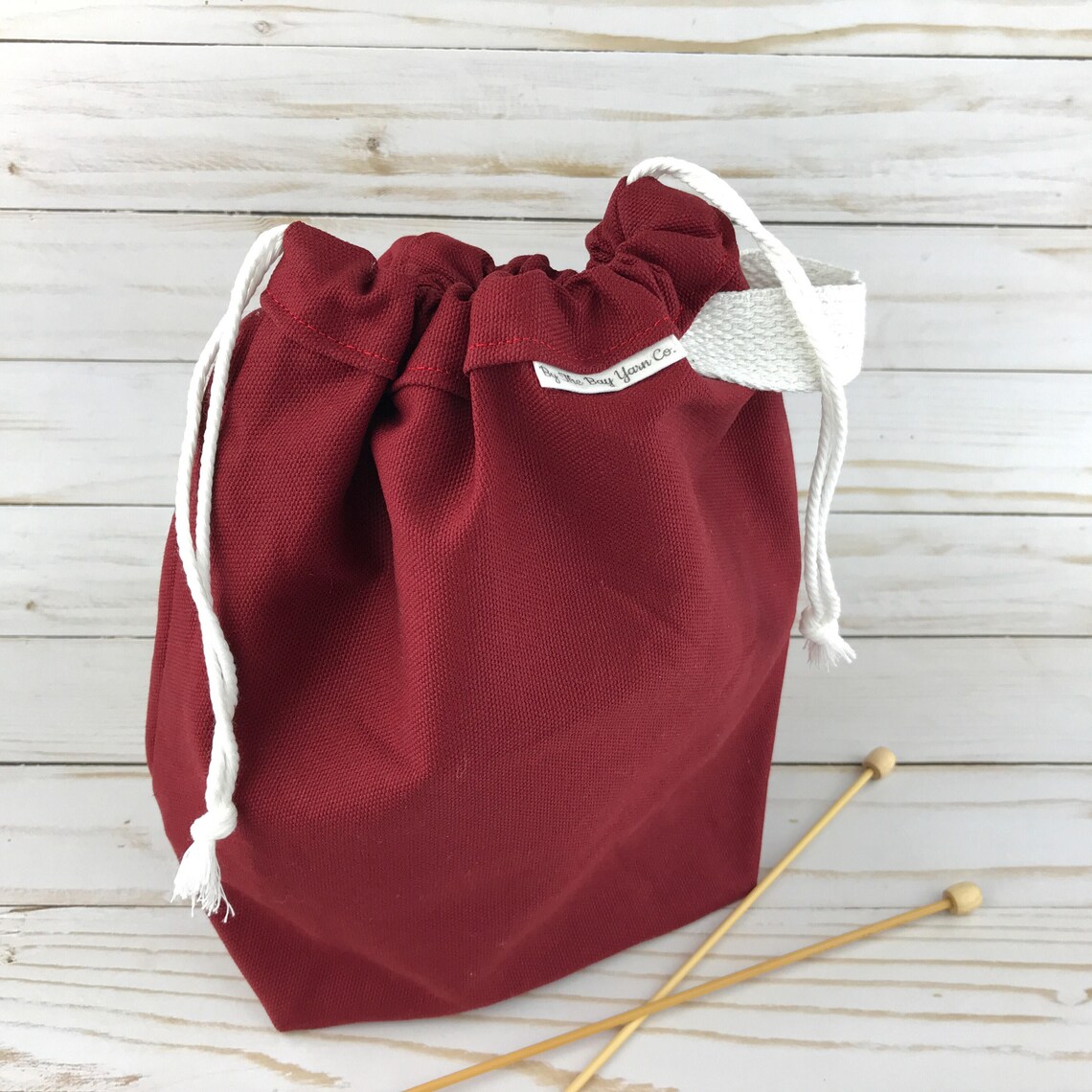 SMALL Knitting Project Bag MAROON Drawstring Bag Etsy
