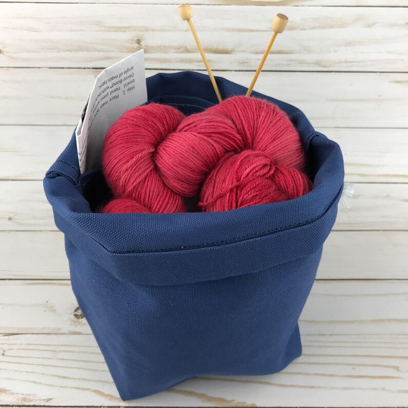LARGE Knitting Project Bag NAVY Canvas Drawstring Bag Etsy