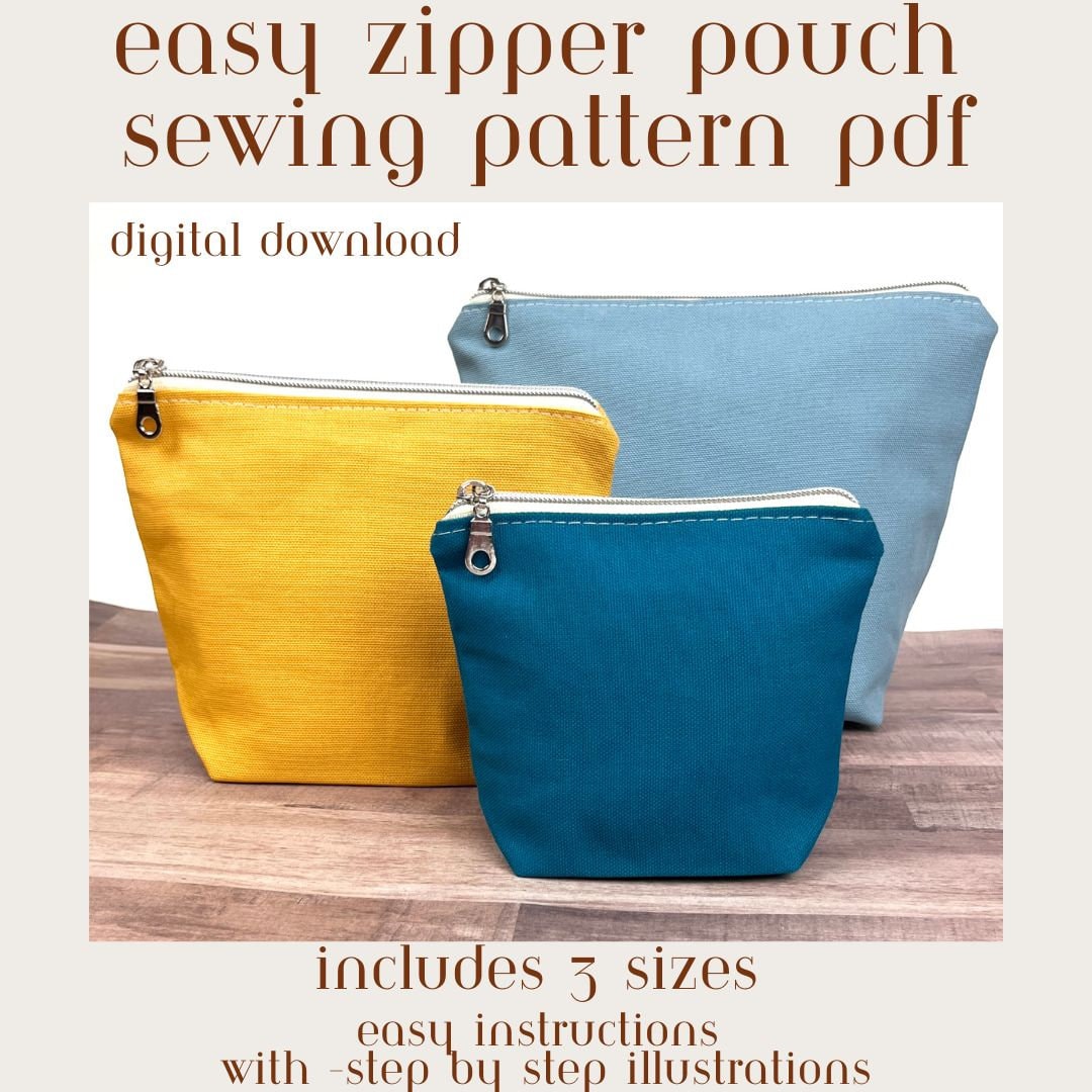 DIY Zipper Pouch Bag Sewing PATTERN PDF Digital File - Etsy