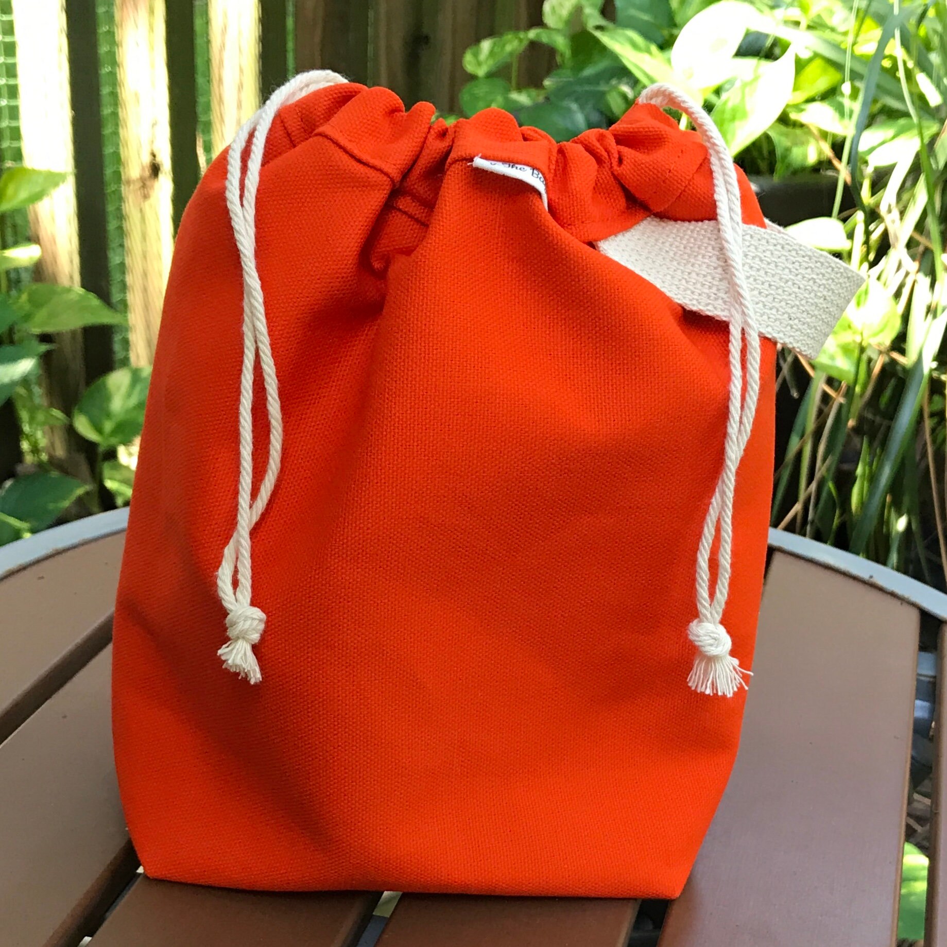 SMALL Knitting Project Bag ORANGE Canvas Drawstring Bag with Etsy