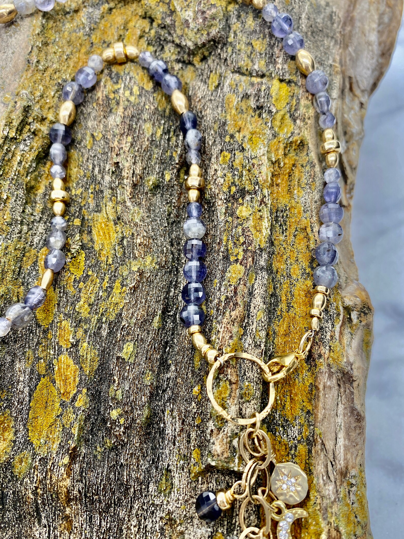 Iolite Beaded Necklace Adorned With 14k Gold Filled Beads and Etsy