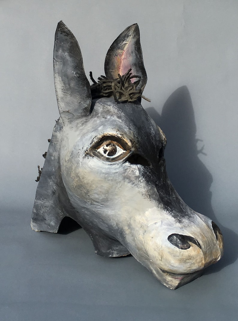 HUGE WEARABLE DONKEY Head Hand Made Papier Mache Etsy