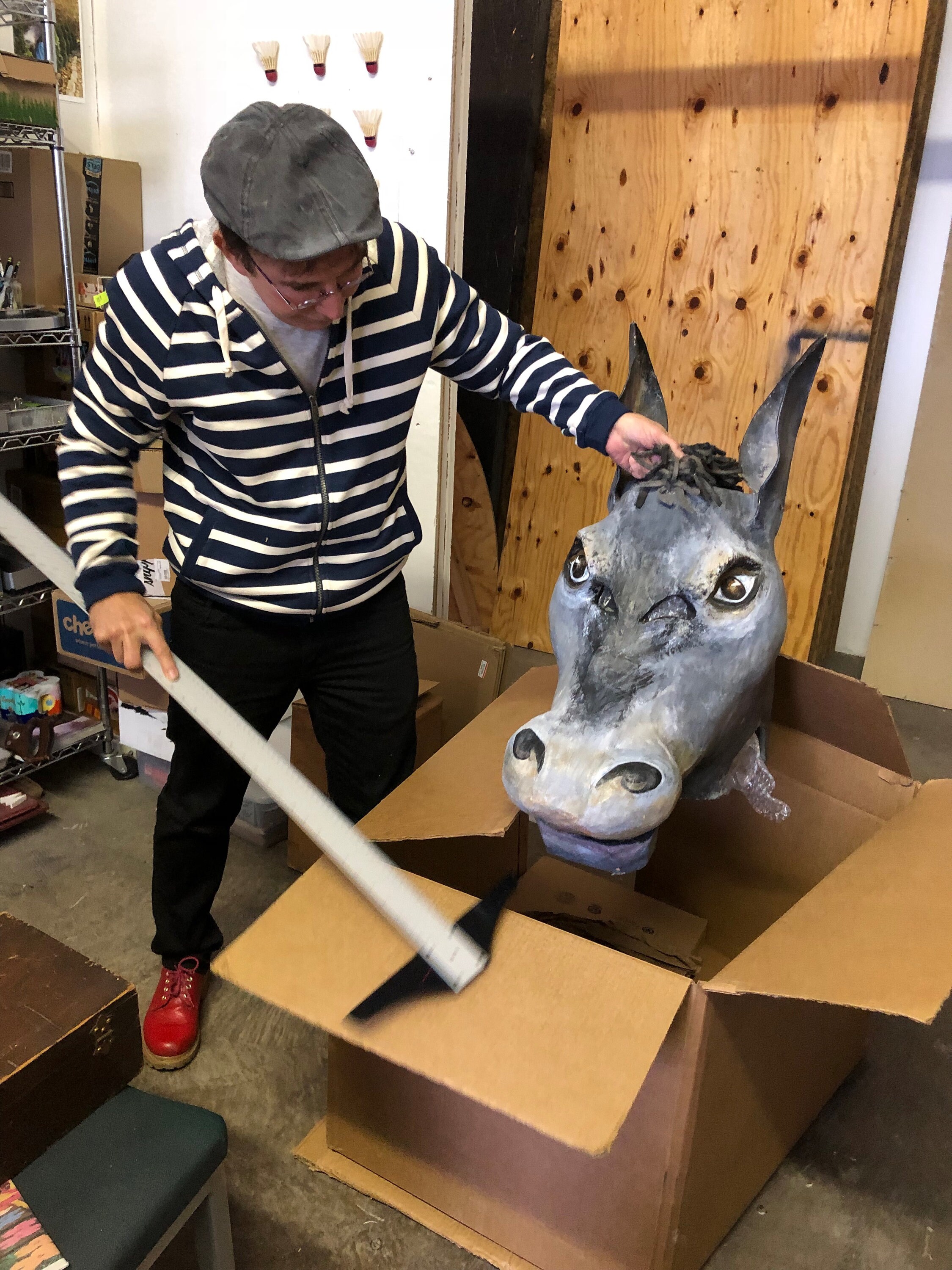 HUGE WEARABLE DONKEY Head Hand Made Papier Mache Etsy