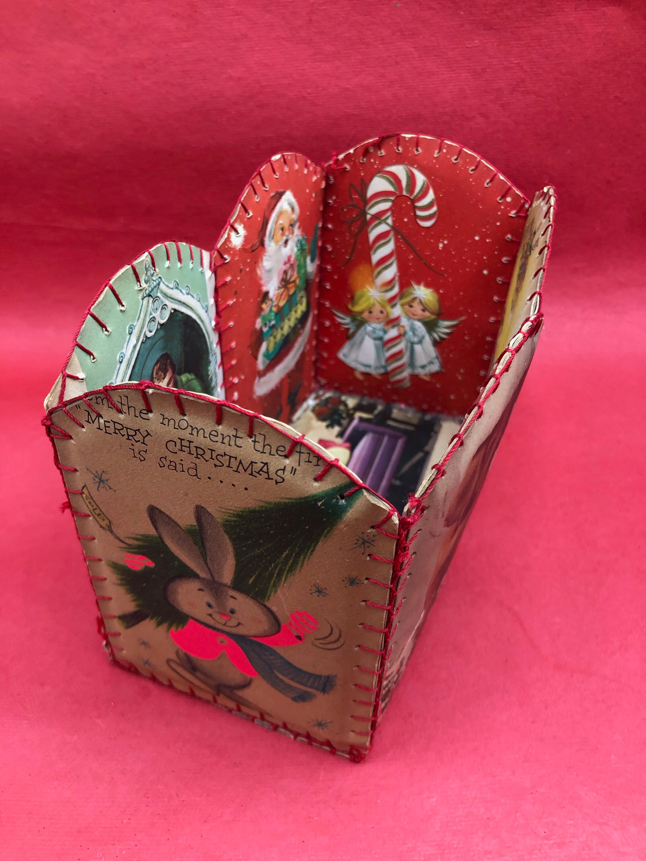 Vintage Home Made Christmas Card Holder 1950s Craft Etsy