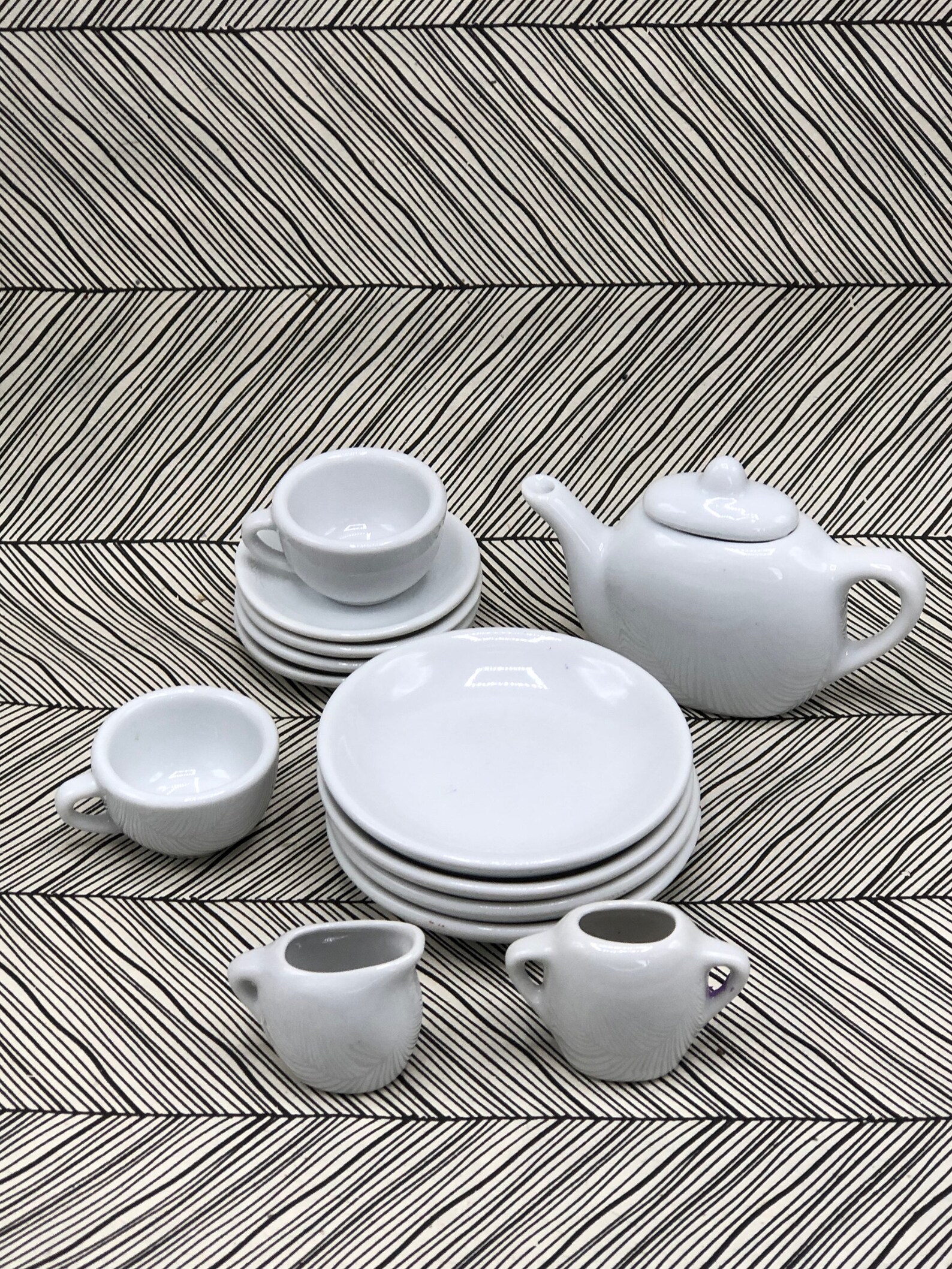 Tea Set Miniature White Porcelain Etsy