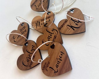 Bridesmaids Wine Charms, Party Favor, Custom Bridesmaid Name, Heart Wine Charms, Bridesmaids Gift