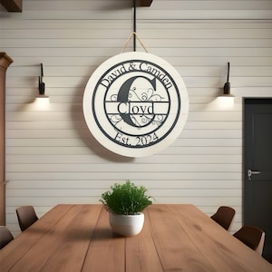 Cartello con nome di famiglia monogramma personalizzato / Cartello con nome di famiglia in legno personalizzato / Cartello dell&#39;anno di fondazione