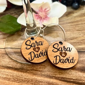 Wedding Party Favors | Circle Wine Charm | Wine Charm Laser Engraved in Wood | Wine Tour Party Favors | Bridesmaids Gift