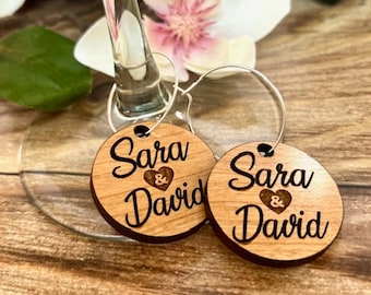 Wedding Party Favors | Circle Wine Charm | Wine Charm Laser Engraved in Wood | Wine Tour Party Favors | Bridesmaids Gift