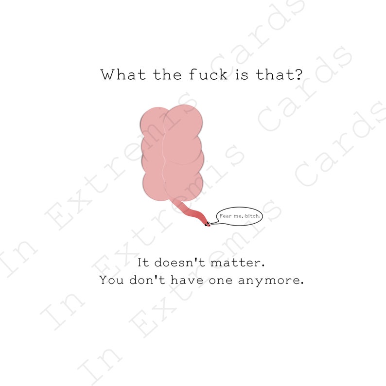 Funny appendectomy get well card appendix removal surgery, appendicitis greeting hospital stay, wtf image 3