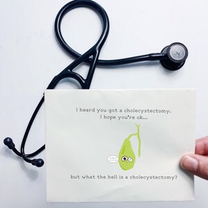 Cartão de cirurgia da vesícula biliar (colecistectomia, saudação de melhoras) Para impressão instantânea