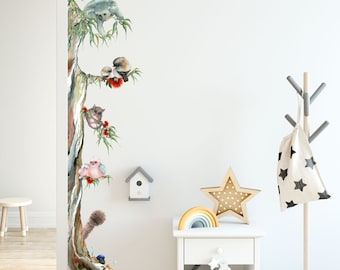 Unique Australian Animal Tree Removable Fabric Wall Sticker for Nursery or Room Decoration