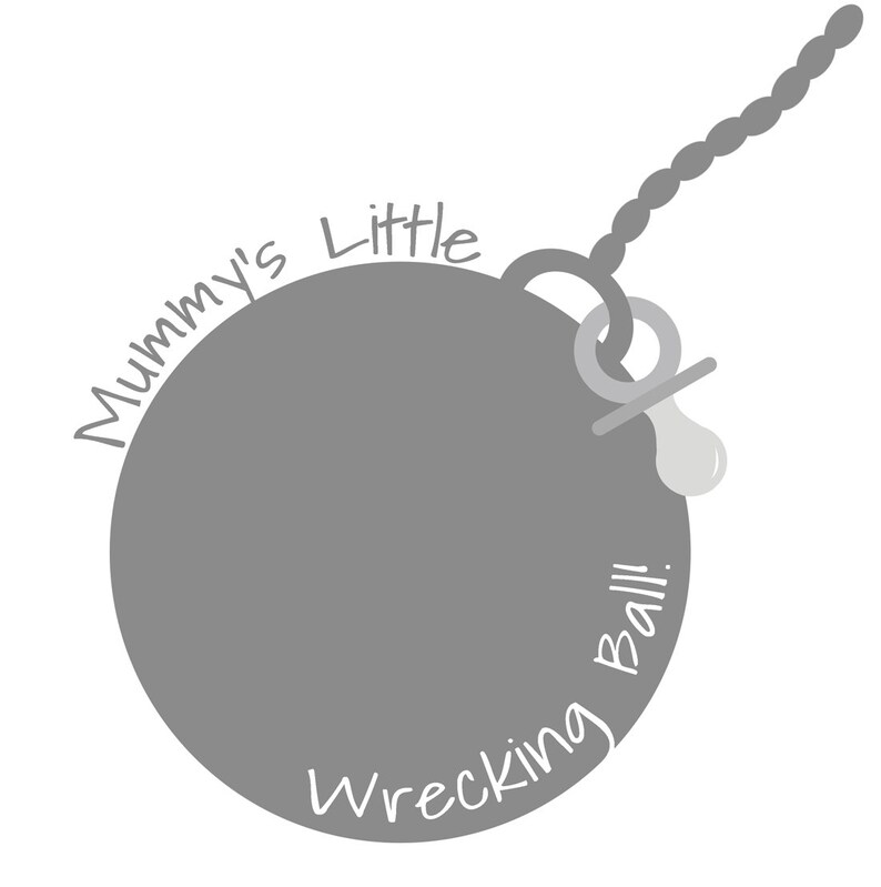 Short Sleeve Cotton Baby Bodysuit with /'Mummy/'s Little Wrecking Ball/' Print