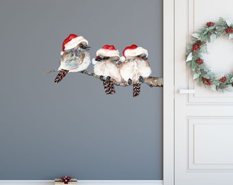 Christmas Kookaburra Branch Removable Fabric Wall Sticker for Room Decoration