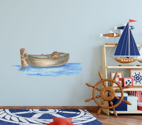 Watercolour Fishing Boat Wall Sticker For Bedroom Decor - Fishing Boat Wall Decal Watercolour Fishing Boat Wall Sticker For Bedroom Decor - Fishing Boat Wall Decal