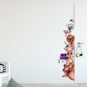 Peeking Aussie Animals Removable Fabric Wall Sticker for Nursery or Room Decoration