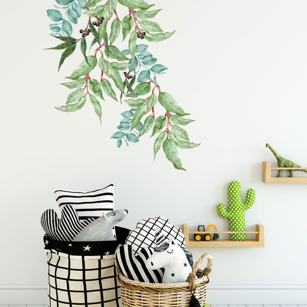 Väggklistermärke med inhemsk australisk eukalyptusgrönsak för rumsdekoration