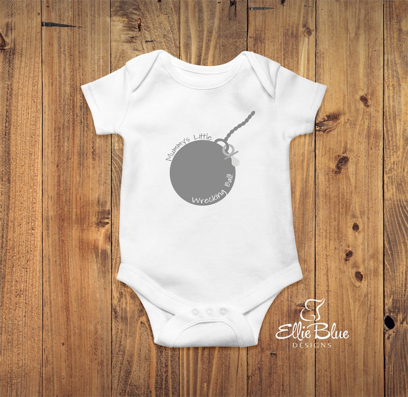 Short Sleeve Cotton Baby Bodysuit with /'Mummy/'s Little Wrecking Ball/' Print