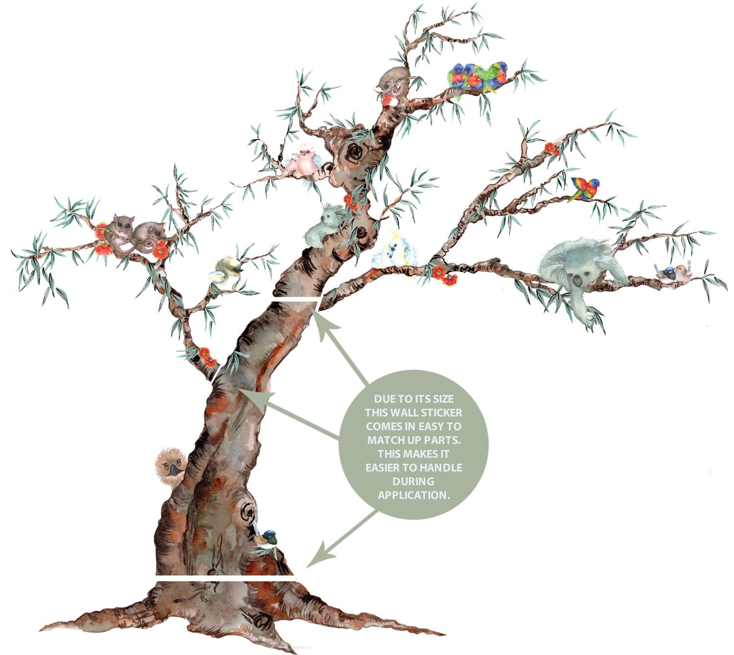 Aussie Gum Tree Removable Fabric Wall Sticker for Nursery or Etsy