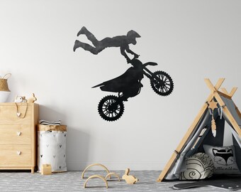 Black Watercolour Motorbike Silhouette Wall Sticker for Bedroom Decor