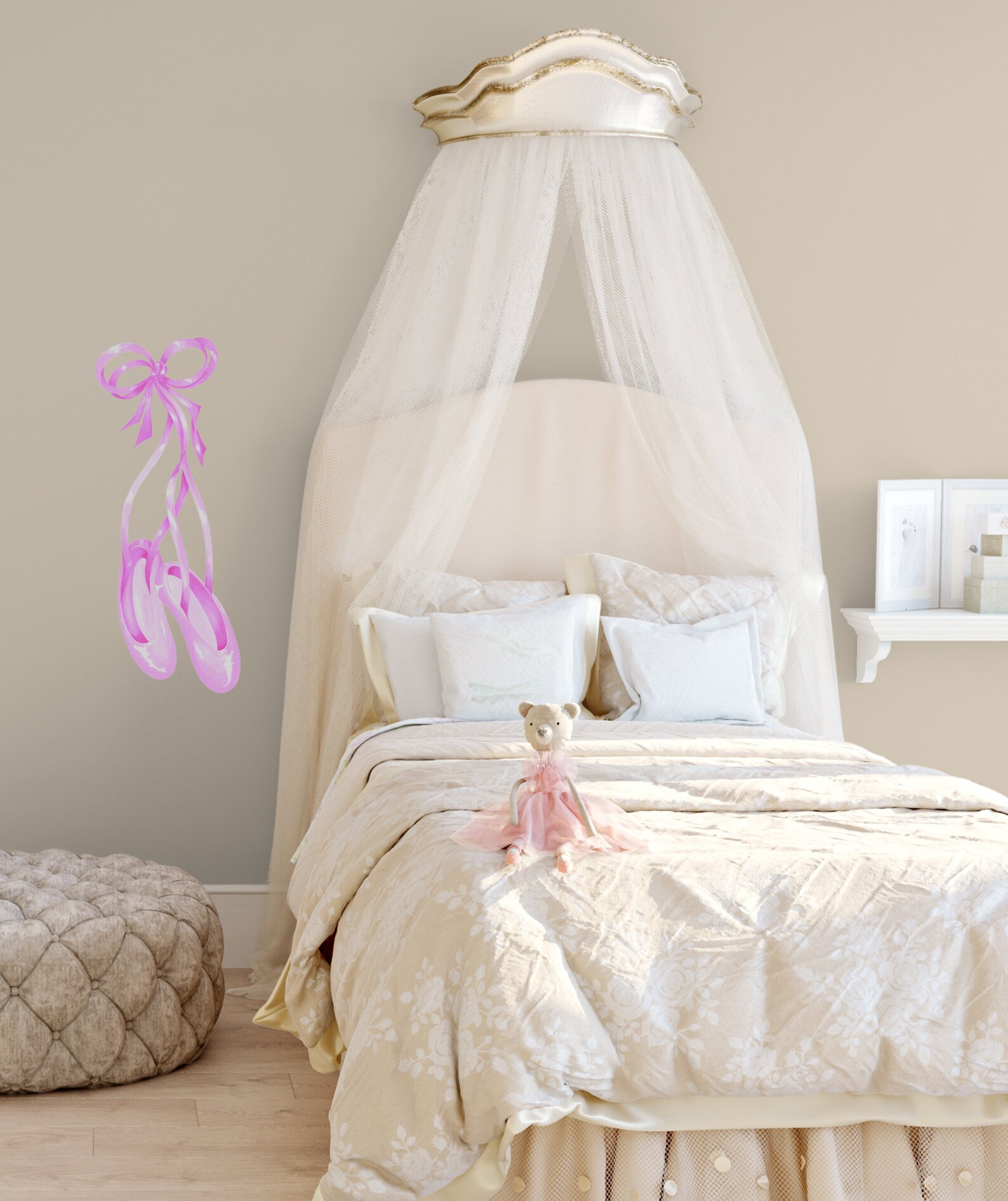 unique watercolour ballet shoes removable fabric wall sticker for bedroom decoration