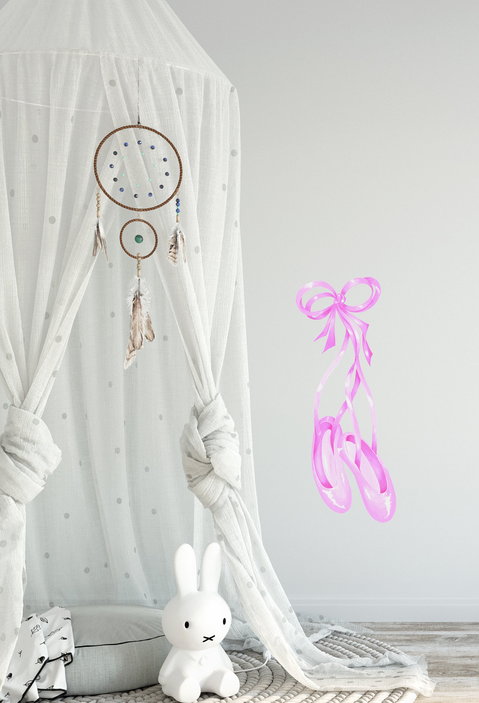 Unique Watercolour Ballet Shoes Removable Fabric Wall