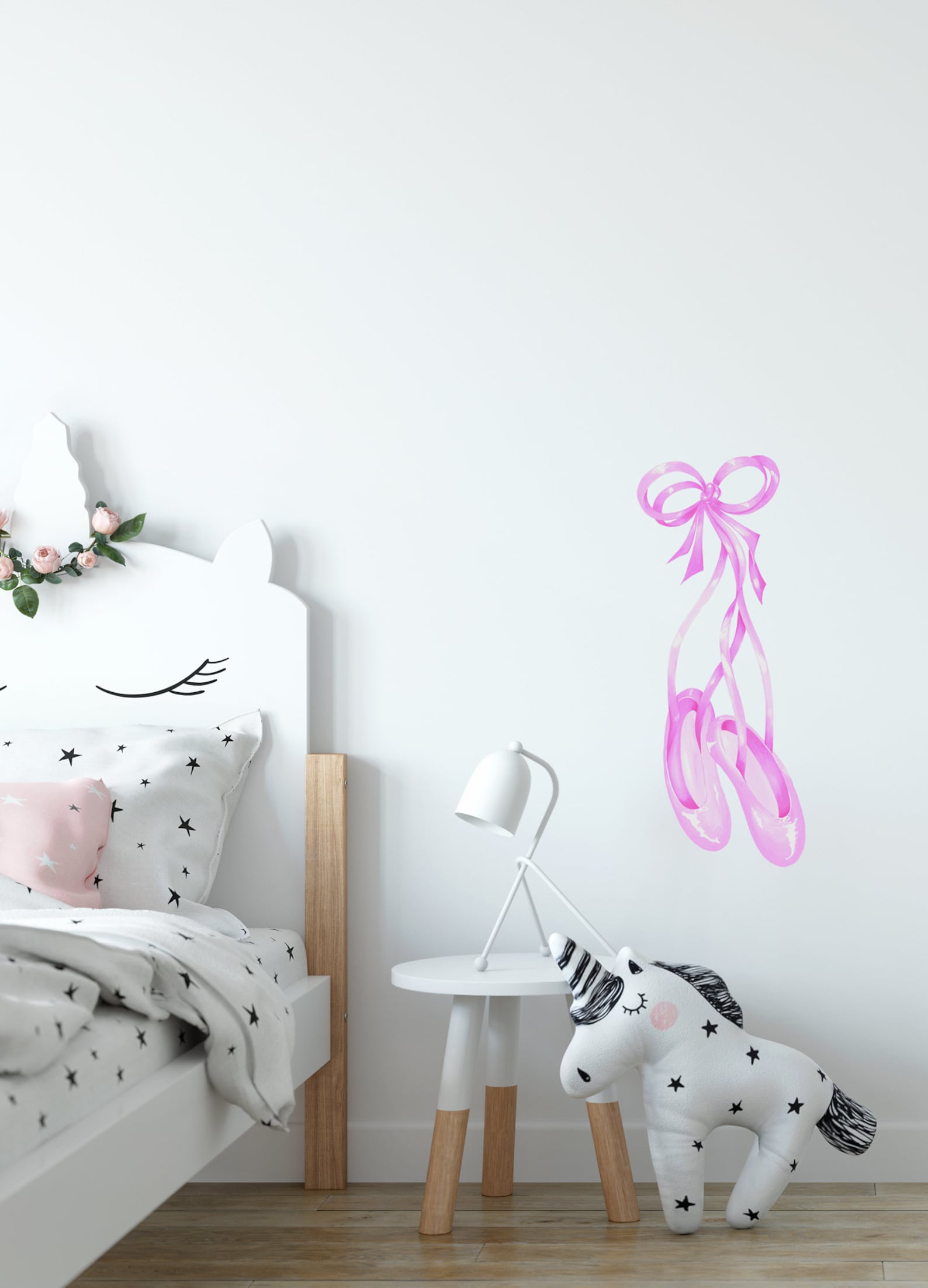 unique watercolour ballet shoes removable fabric wall sticker for bedroom decoration