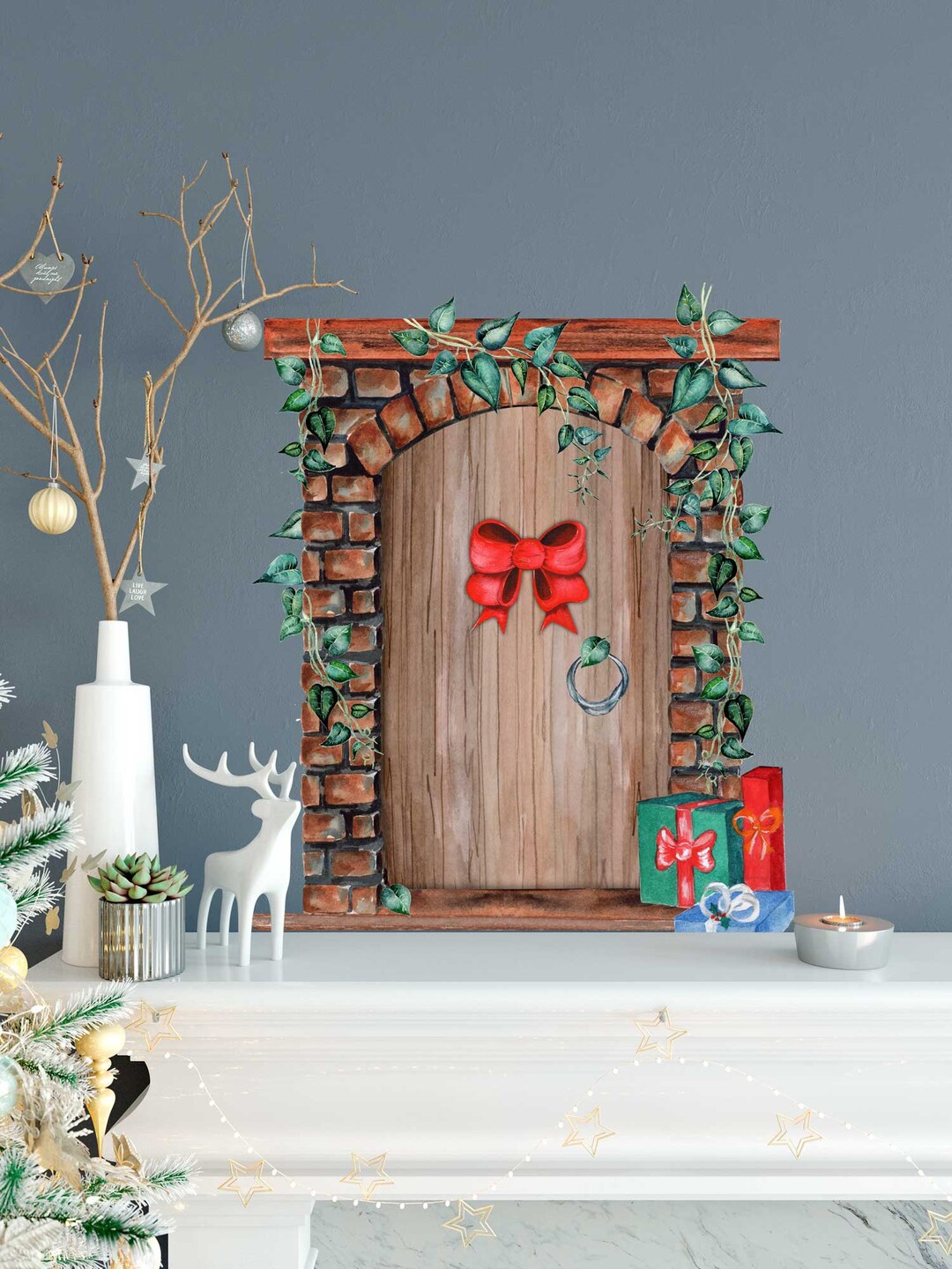 Christmas Elf Door Wall Sticker - Etsy