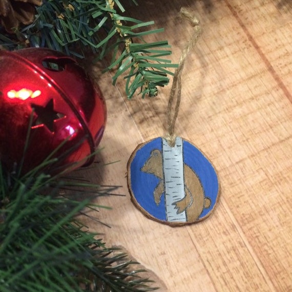 Boule De Noël Rondin De Bois Ours