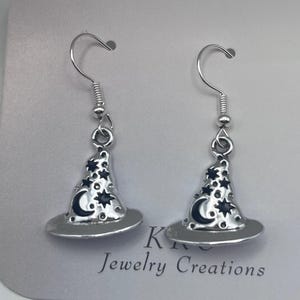Witch Hat Halloween Earrings: Starry Night Spooky Dangle Jewelry