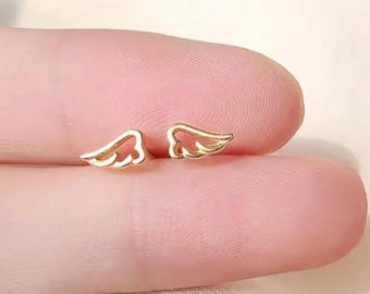 Dainty Angel Wing Stud Earrings: Minimalist Jewelry Gift