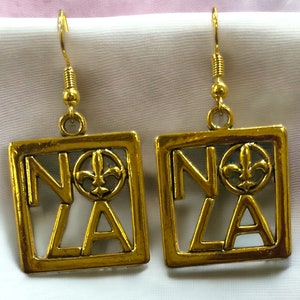 Small NOLA Earrings, New Orleans Jewelry, New Orleans Earrings, NOLA Jewelry, Louisiana Earrings, Mardi Gras Earrings, Mardi Gras Jewelry