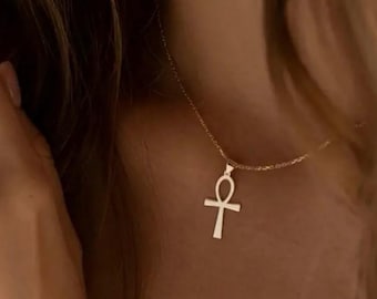 Gold Ankh Necklace: Egyptian Symbol Jewelry, African Necklace
