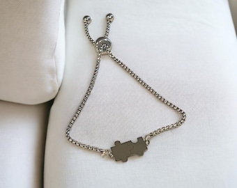 Silver Puzzle Piece Bracelet: Elegant Autism Awareness Jewelry