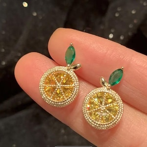 Lemon Stud Earrings, Lemon Slice Earrings, Fruit Earrings, Citrus Earrings, Lemon Fruit Earrings, Lemon Jewelry, Citrus Jewelry, Lemon Studs