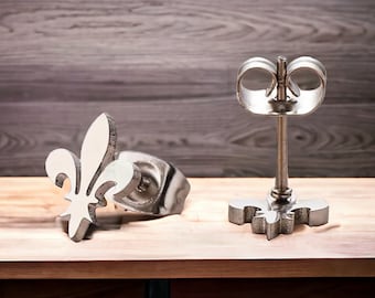 Tiny Fleur De Lis Stud Earrings: Stainless Steel NOLA Earrings