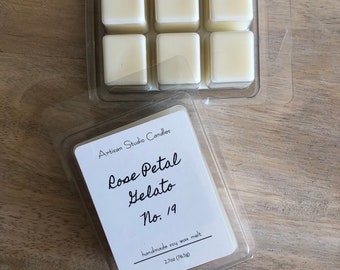 Wax Melt | Rose Petal Gelato No. 19 | Wax Melt | vegan soy | Hand Poured | Creamy Rose Scent | Essential Oil Infused | 2.7 oz