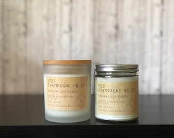 Iced Champagne NO. 22 | vegan soy |eco friendly | home decor | fresh scent | gift for her | farmhouse | essential oils | 8 oz. candle