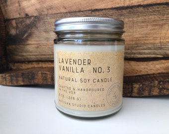 Lavender Vanilla NO.3 | vegan soy | 8 oz. candle | essential oil infused | scented candle | gift idea | hand poured | home decor | natural