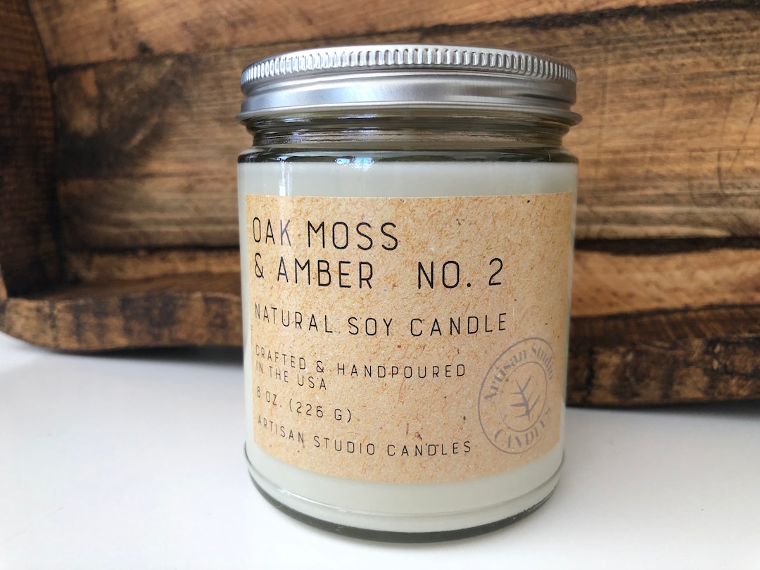 Oak Moss & Amber Soy Candle | Hand Poured, Earthy Scent - Etsy