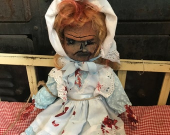 Creepy OOAK Doll Pumpkin head doll PUNKIN