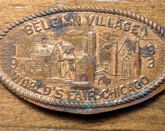 1933 Belgian Village Worlds Fair Chicago Illinois IL Elongated Cent Penny Token