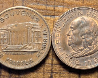 Benjamin Ben Franklin Memorial Philadelphia, Pennsylvania PA Token Medal Lot of 2