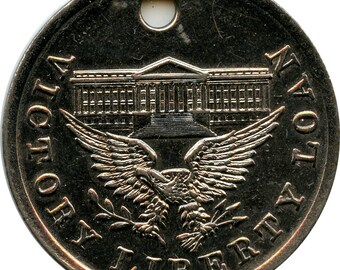 Moneda/Medalla/Ficha 2 del Préstamo de la Victoria de la Primera Guerra Mundial (WWI) de época, fabricado con un cañón alemán capturado.