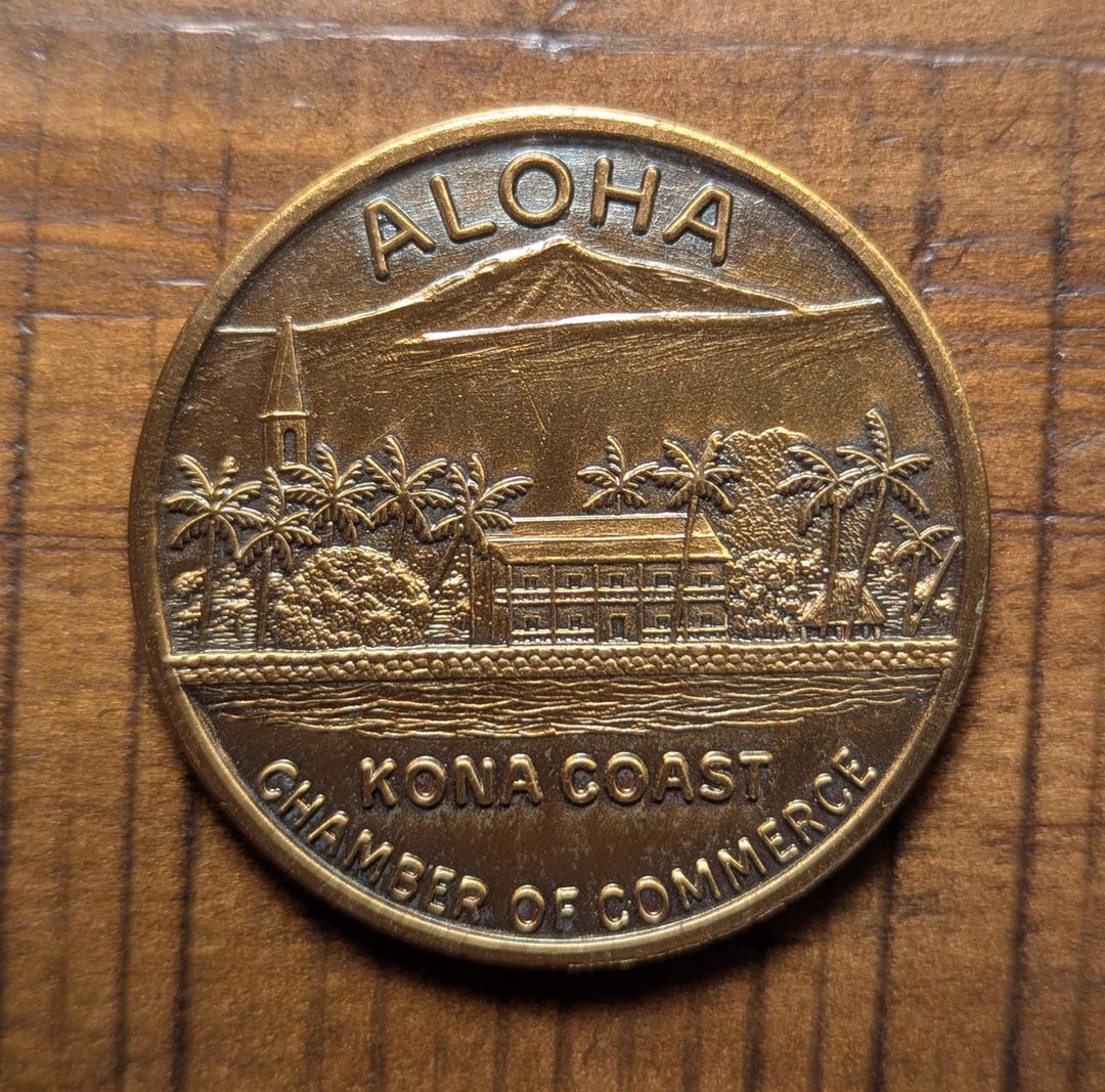 1979 年 ハワイ州カイルア コナ、ハワイ (ビッグ アイランド) アロハ コナ コースト、いわゆるコナ ドル コイン メダル トークン -  Etsy 日本