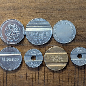 France & Italy Foreign Gettone Telefonico Rotary Dial Telephone Slug Tokens Lot of 7 Different