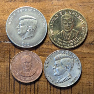 1961 1963 John F. Kennedy JFK 35th President United States of America Coin Medal Token Lot of 4 Different Types Republic of Liberia Coin